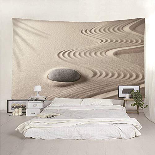 Tapiz de pared de poliéster KnSam con patrón de piedra gris resistente y lavable 7