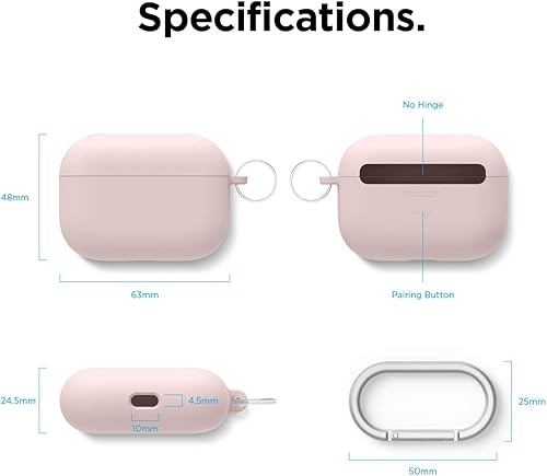 Miniatura 8 de elago Funda de silicona líquida compatible con AirPods Pro, llavero incluido, protección de triple capa, diseño de protección, soporta carga