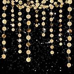 6 Pcs Glitter Champagne Gold Paper Circle Dots Garland (52 Feet) Party Hanging Bunting Birthday Party Decorations Engagement Party Bridal Shower Wedding Baby Shower Christmas Supplies Photo Backdrop - Image 2