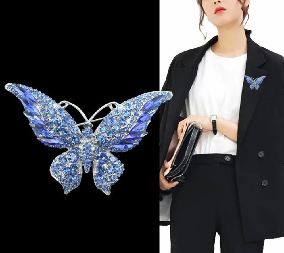Crystal Rhinestone Butterfly Brooch Elegant Lapel Pins Dress Accessories Jewelry Gift For Women Girls - Image 4