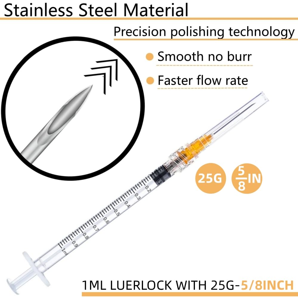 25G 5/8 In - 50 Pack 1ml/1cc Industrial Scientific Lab Utensils, Individual Package — Amazon image 2