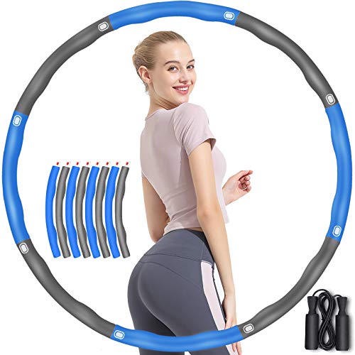 TvvaaFog Aro de hula hoop aprimorado para adultos, fitness, exercícios de perda de peso e massagem abdominal, 6 a 8 secções removíveis, tubo de plástico ABS de espuma premium.