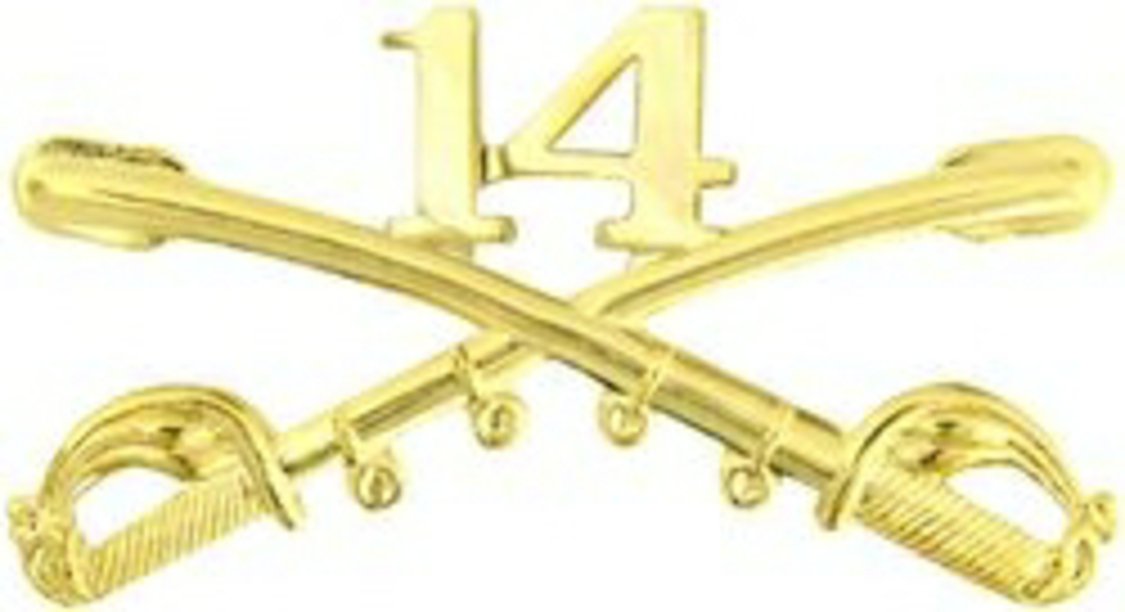 HMC US Army 14th Cavalry Crossed Saber Hat Pin (2 1/4")