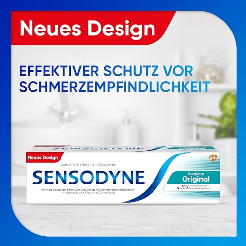 Sensodyne MultiCare Original Zahncreme, 75ml, tägliche Zahnpasta mit Fluorid, bei schmerzempfindlichen Zähne – Ansicht 2