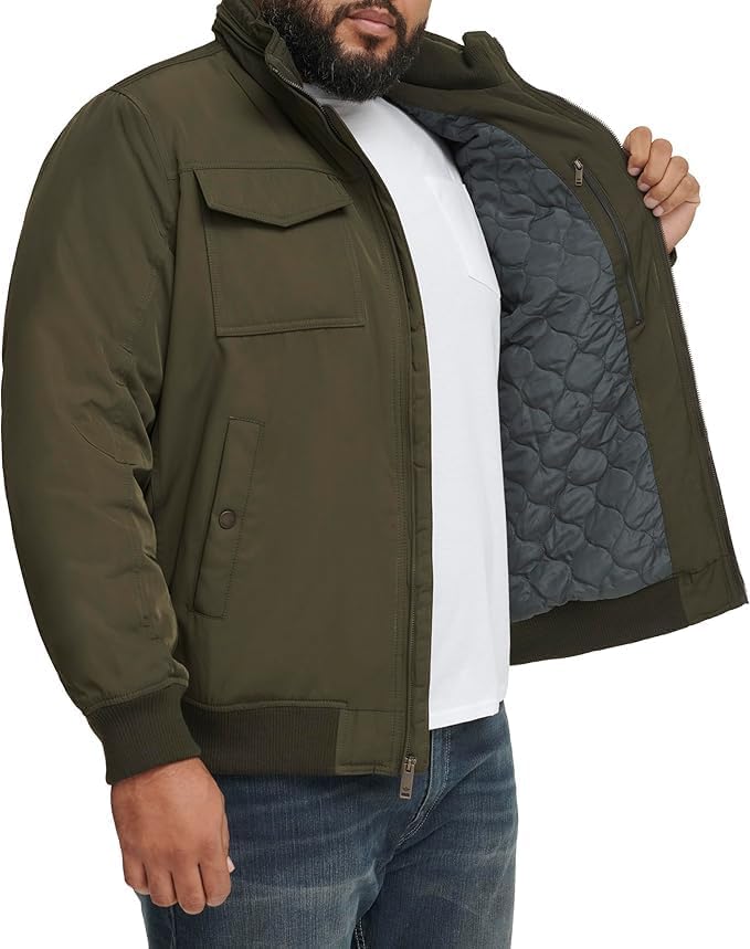 DOCKERS Men's Quilted Lined Flight Bomber Jacket - Image 11