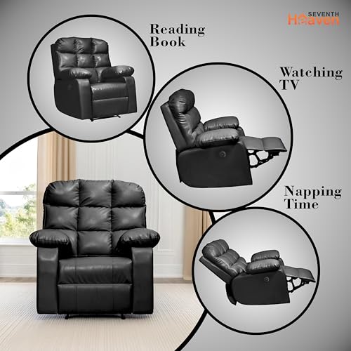 Image of Lumina 1 Seater Motorised Recliner | Single Sofa Chair for Living Room Comfort | Ergonomic Design (Leatherette - Black)