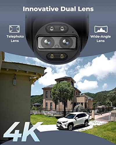 Reolink 4K PTZ Security Camera Outdoor WiFi Dual Lens 8MP, Auto Tracking, 2.4/5 GHz Dual-Band WiFi, Smart Human/Vehicle/Pet Detection, 6X Hybrid Zoom, Color Night Vision, Two-Way Audio, Trackmix WiFi