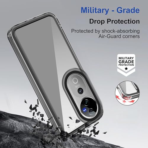 Image of amazon basics Back Case Cover for Vivo V40 Pro 5G | Compatible for Vivo V40 Pro 5G Back Case Cover | Case Cover with Camera Protection | (TPU + PC | Translucent Black)