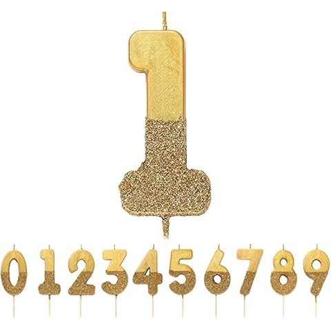 Golden Glitter Number Birthday Candle with Gold Glitter |TSA Premium Quality Cake Topper Decoration | Pretty, Sparkly for Kids, Adults,Birthday, Party, Anniversary, Milestone Age (1) Cover
