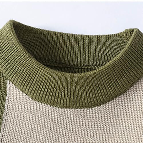 Men's Colorblock Sweater Unisex Round Neck Long Sleeve Casual Tunic Pullover Ribbed Knitted Patchwork Streetwear 6