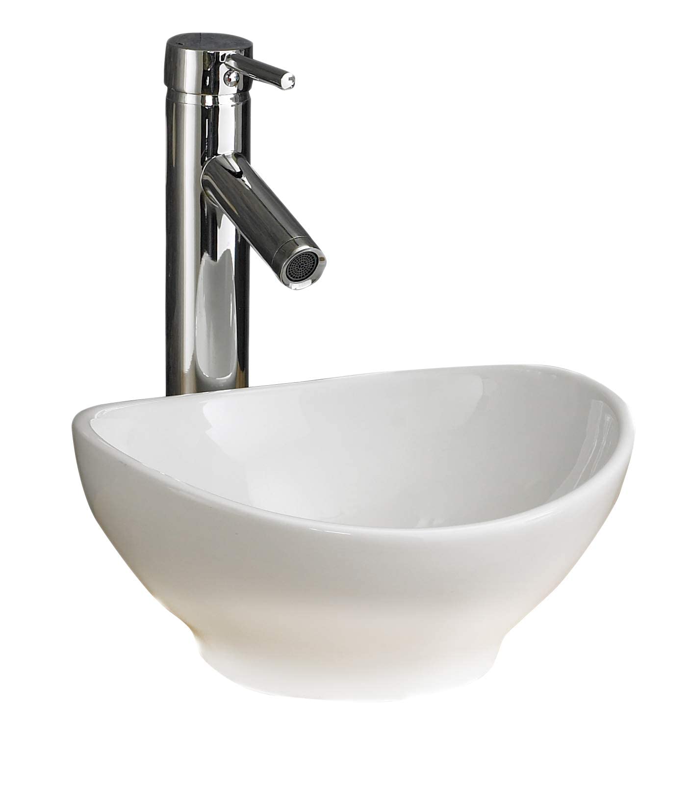 clickbasin Oval Cloakroom Sink Countertop Basin 300mm x 280mm in White