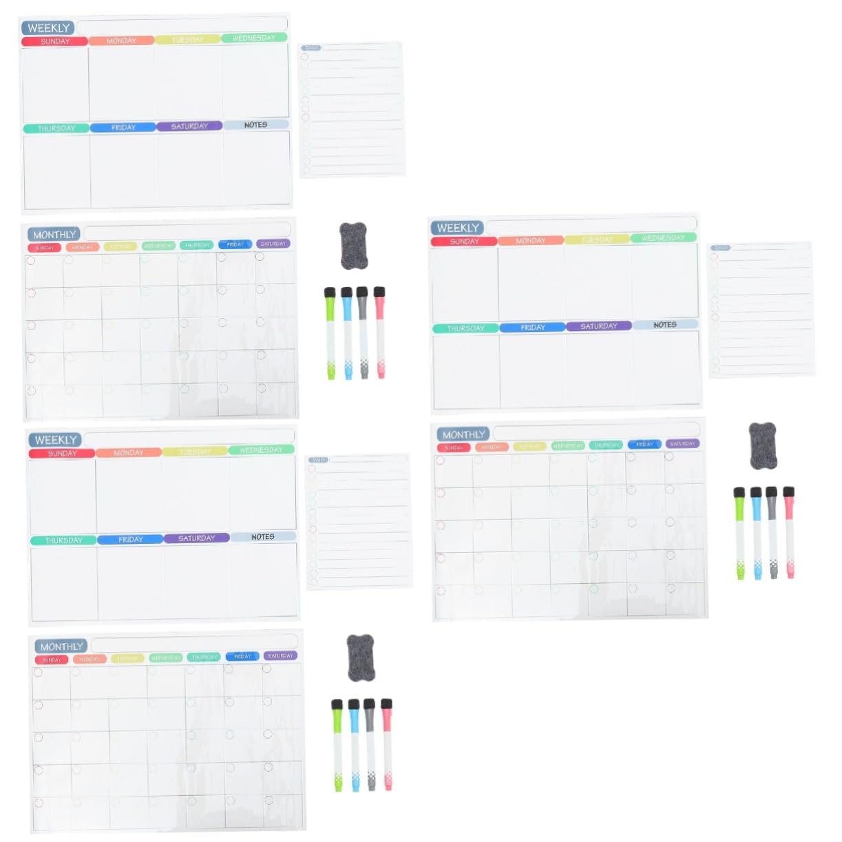 NUOBESTY 3 Set Di Adesivi Per Messaggi Da Frigorifero Magnete Settimanale Gomma Da Cancellare Marcatori Calendario Cucina Adesivi Per Unghie Programma Di Pianificazione