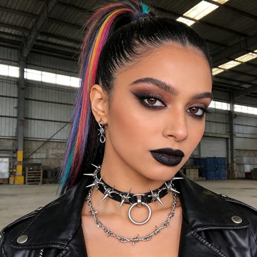 Image of Gothic Jewellery, Black Necklace Earring Set for Women, Y2K Style Gothic Jewellery Set with Cross Pendant, Black Choker for Women, Gothic Fashion Accessories for Dark Outfits