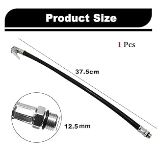 Dstarymnix Tubo Manometro, Tubo per Compressore Aria, Gonfiaggio Pneumatici, Prolunga in Gomma 37cm con Valvola di Bloccaggio Rapida, Compatibile con Compressore E Manometro (2)