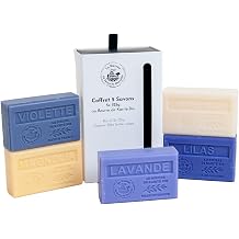 La Maison du Savon de Marseille - French Soaps - 5 x 125g Bars - Organic Shea Butter Moisturising Skincare Gift Set - Floral Fragrances - Violet - Honeysuckle - Magnolia - Lilac - Lavender