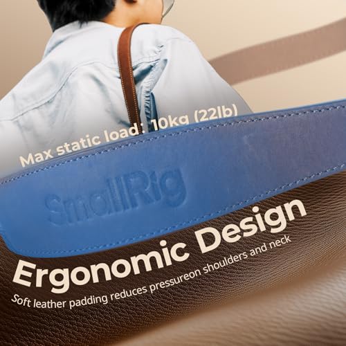 SMALLRIG Correa universal de cuero para cámara para el cuello y el hombro, ajustable de 100 a 110 cm (40 a 43 pulg.), carga máxima de 10 kg (22 lb), soporte ergonómico para el hombro para viajes - imagen 4