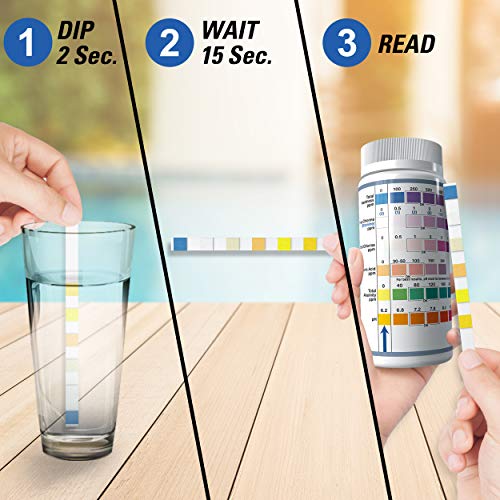 EASYTEST 7in1 Pool Test Strips (100+50pcs) for Pool, SPA and Hot Tub, Water Testing, Fast Testing for Free Chlorine,Total Chlorine,Bromine,Total Hardness,Total Alkalinity, Cyanuric Acid and pH testing