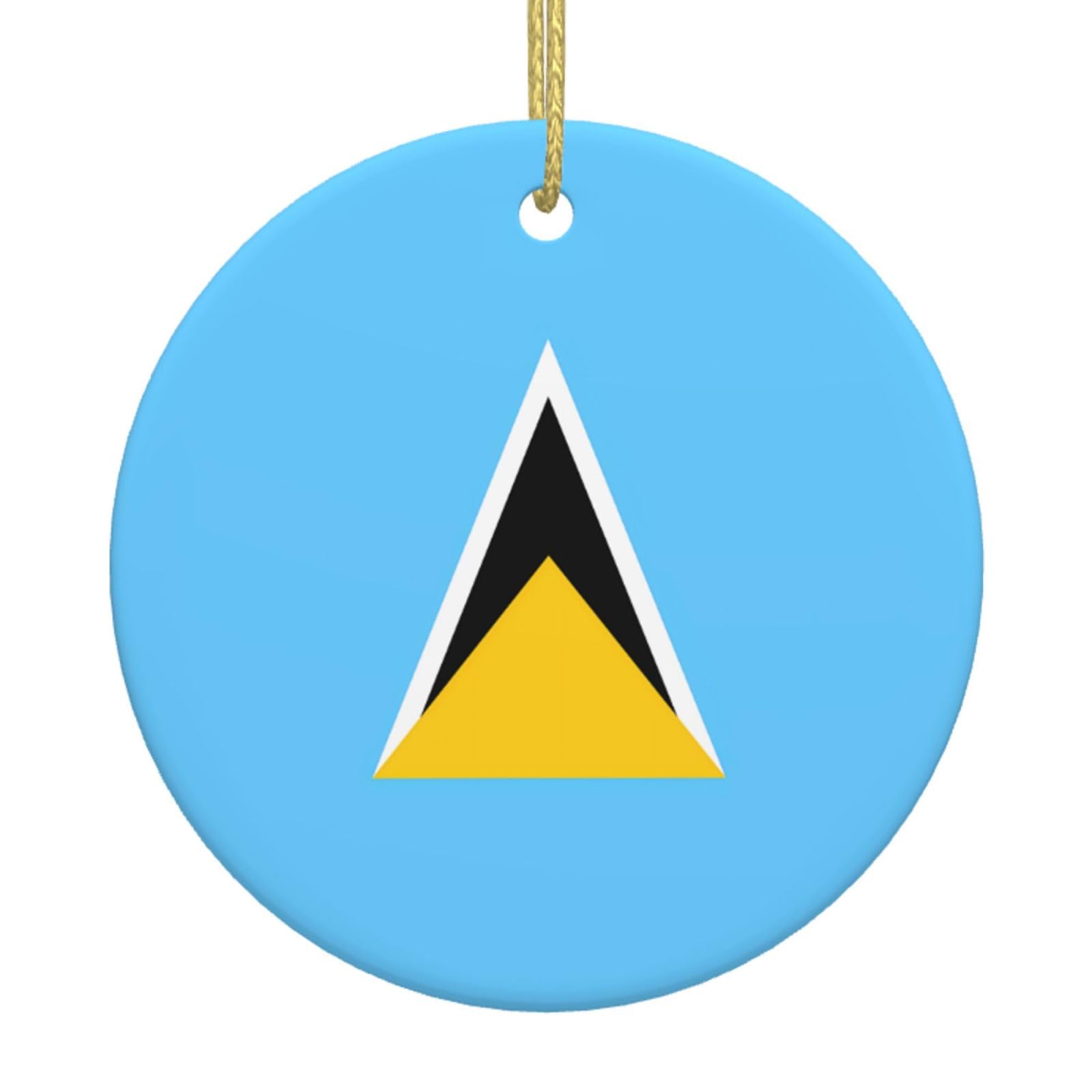 Flag of Saint Lucia Printed Christmas Tree Ceramic Ornaments Holiday Decoration Christmas Unique Pendant for Christmas Party