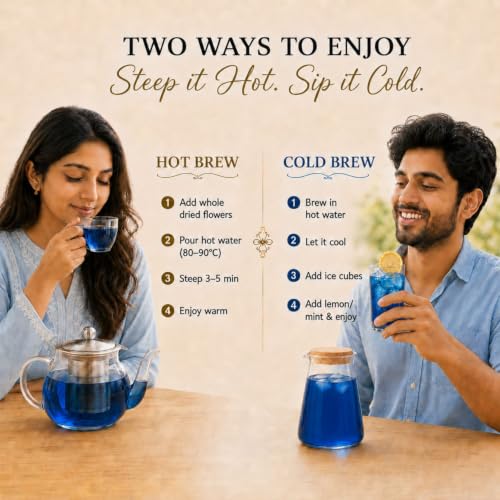 Image of BOVI Butterfly Pea Flower Tea Loose Petals - 50gm | Aparajita /Shankhpushpi Herbal Tea | Caffeine & Chemical Free | Supports Weight loss & Antioxidant Rich Wellness