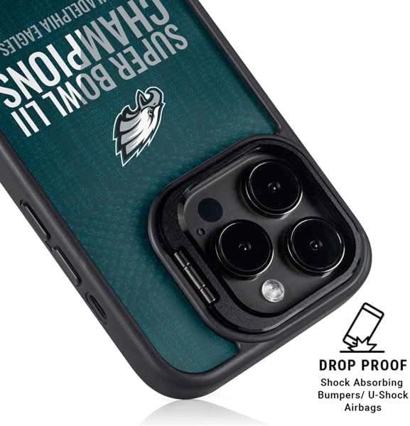 Skinit Kickstand Phone Case Compatible with iPhone 15 Pro Max - Officially Licensed NFL Philadelphia Eagles Super Bowl LII Champions Design