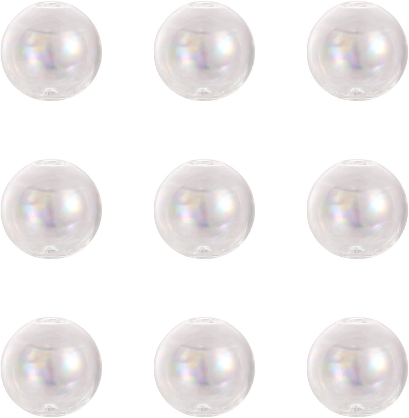FASHEWELRY 100Pcs Mini Clear Glass Globe Beads 40mm Round Empty Wish Ball Beads for DIY Pendant Jewelry Making