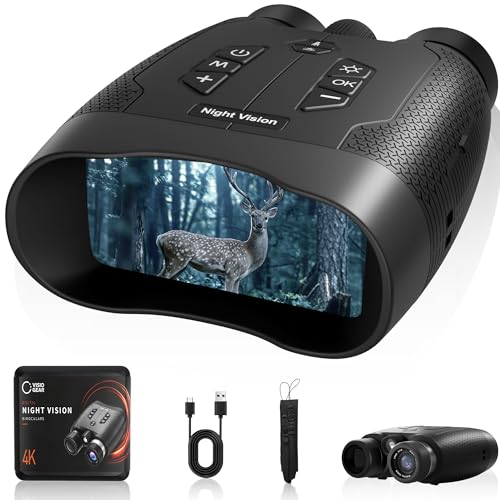Image of VisioGear Night Vision Goggles for Adults - 4K Night Vision Binoculars with AI Color Boost Mode, Photo & Video Recording, Rechargeable Battery for Wildlife Observation, Camping & Security