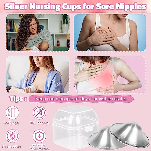 The Original Silver Nursing Cups, Nipple Covers for Breastfeeding Essentials, Nipple Shields for Nursing Newborn, 925 Silver Nipple Guards for Sore Nipple Relief, Newborn Essentials Must Haves-Regular