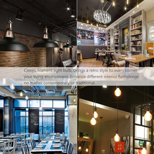 Suporte de Lâmpada Vintage E27/E26, Luminária Doméstica de Com Lâmpada de Filamento Clássico para Es