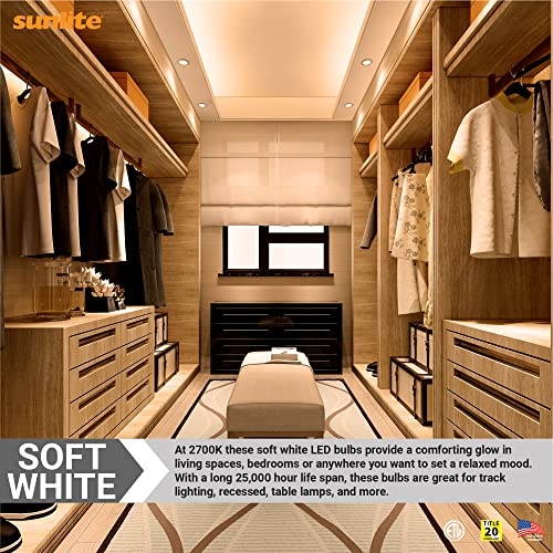 Sunlite 80437 Led Par16 Short Neck Recessed Flood Light Bulb 6-Watt, (50W Halogen Replacement), 500 Lumens, Medium E26 Base, Dimmable, 90 Cri, Etl Listed, Title 20 Compliant, 1 Count, 2700K Soft White #TOP4