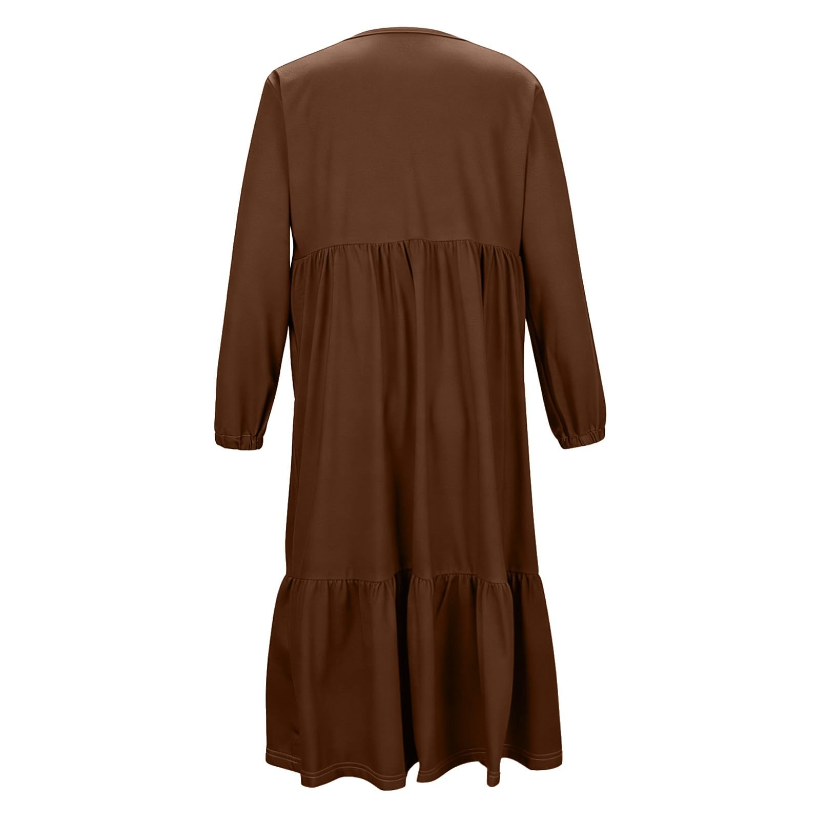 Vestido de manga larga para niñas, casual, para vacaciones, con bolsillos, cuello redondo, suave, cómodo, para playa, bohemio