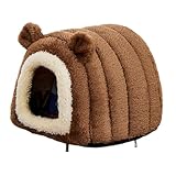Bothyi Hamster Bed Hideout House Warm Anti Slip Hut Guinea Pig House Nest for Rat Hedgehog Chinchilla Dwraf Hamster Cage Accessories, Brown