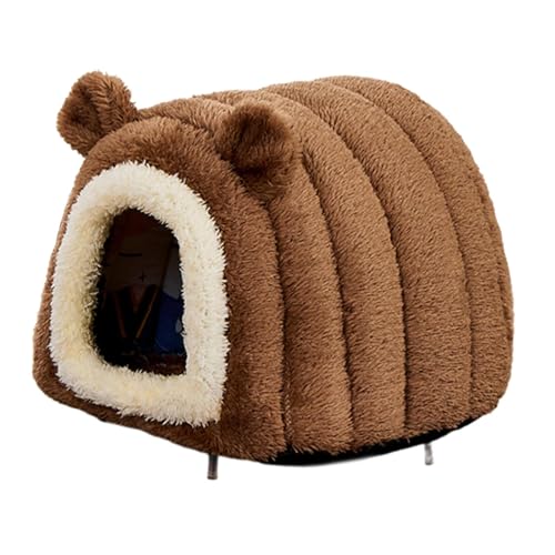 Bothyi Hamster Bed Hideout House Warm Anti Slip Hut Guinea Pig House Nest for Rat Hedgehog Chinchilla Dwraf Hamster Cage Accessories, Brown