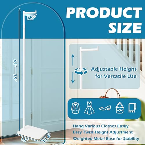 Verssure Adjustable Small Clothing Rack, Metal Coat Rack Freestanding White by Verssure - Image 3