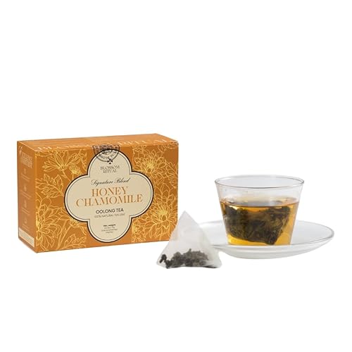 BLOSSOM RITUAL Manzanilla Miel  Té Oolong floral Hoja suelta  20 bolsas piramidales de base natural  Sirve hasta 60 tazas  Apoya el metabolismo y un
