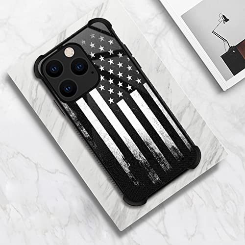 CARLOCA Compatible with iPhone 14 Case,Retro Black White American Flag Graphic Design Shockproof Anti-Scratch Drop Protection Case for iPhone 14 - image 2