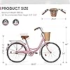 Outroad Beach Cruiser Bike, 26 inch Commuter Bicycle for Adult Men and Women,High-Carbon Steel Comfortable City Bikes with Rear Rack or Basket,Pink #5