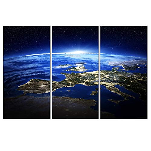 Tableau Carte de la Terre en 3 Pièces | Impression Toile HD Salon Moderne