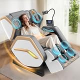 NAGLIFOR Sillón de Masaje, sillón para Todo el Cuerpo, 14 Rodillos, Calefacción para Espalda y piernas, Masaje de pies, 8 airbags, Altavoces Bluetooth, Mando a Distancia táctil par