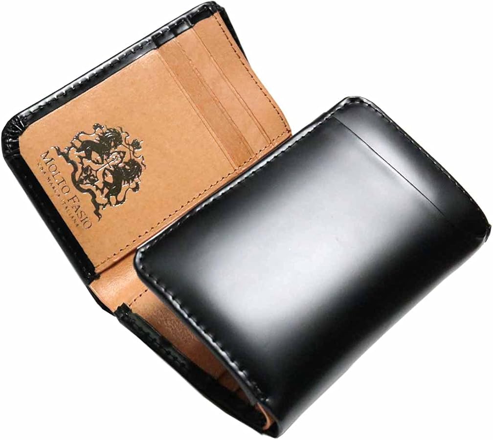 Amazon | [ベルクート] ブラック メンズ 三つ折り財布 3つ折り財布 本