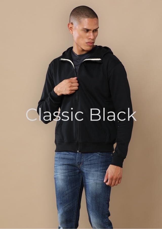 Image of REPUBLIC Cotton Fleece Regular Fit Hooded Sweatshirt Full Sleeves Solid Jumper Sweatshirt for Men