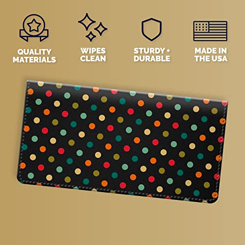 Eric Scott Checkbook Cover For Men And Women, Durable Premium Fabric Multicolor Checkbook Cover For Personal Checkbook With Register And 6 Card/Photo Slots (Polka Dot) #TOP1