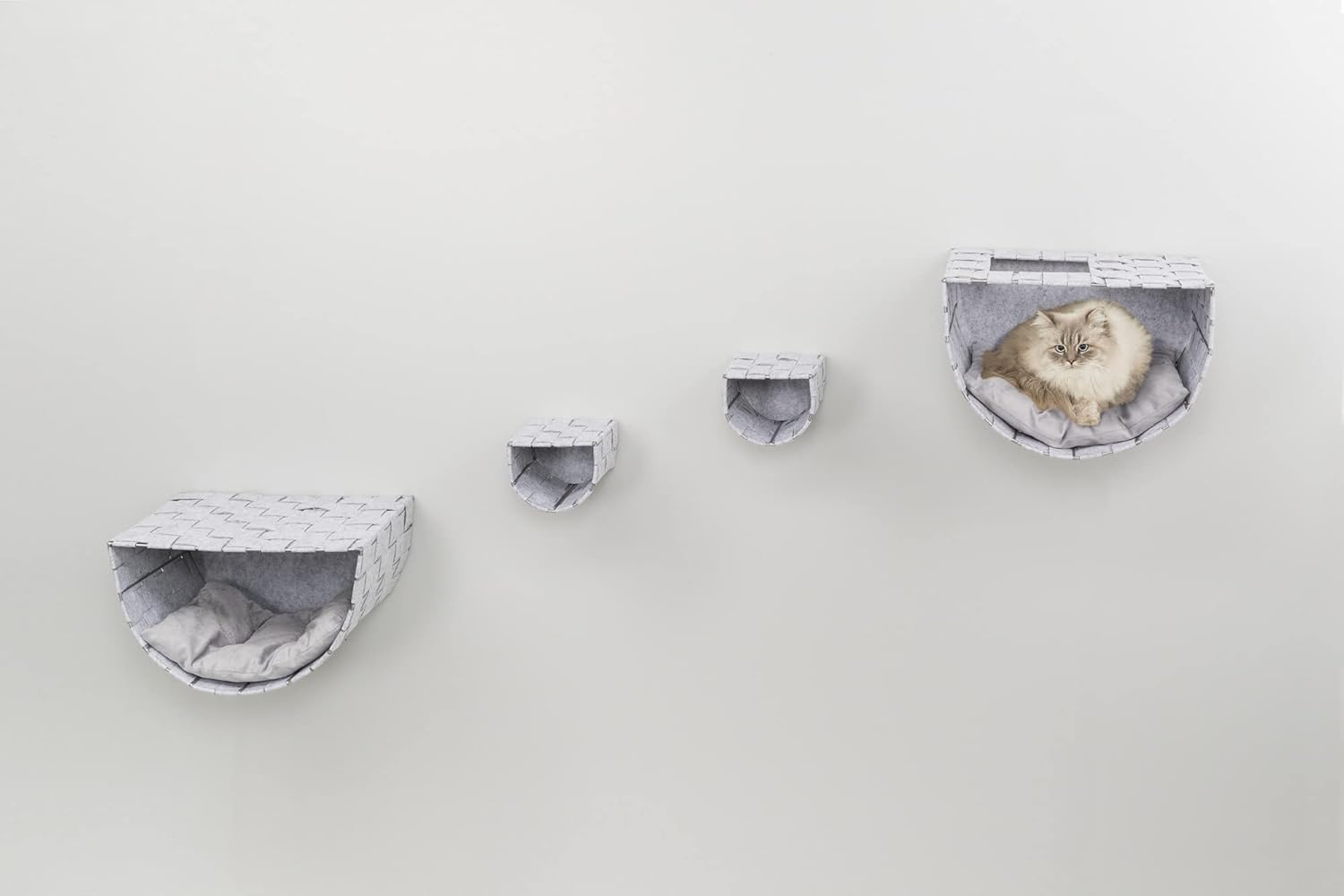 Frehi Light Gray Wall Mount Cat Tree Set with Condos and Perches