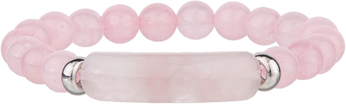 Link Pheromone Bracelet for Women Pink Love Rose Quartz Pheromone Bracelet 8mm Healing Crystal Beads Stretch Bracelet Handmade Good Luck Energy Chakra Stone Beaded Bangle Bracelet