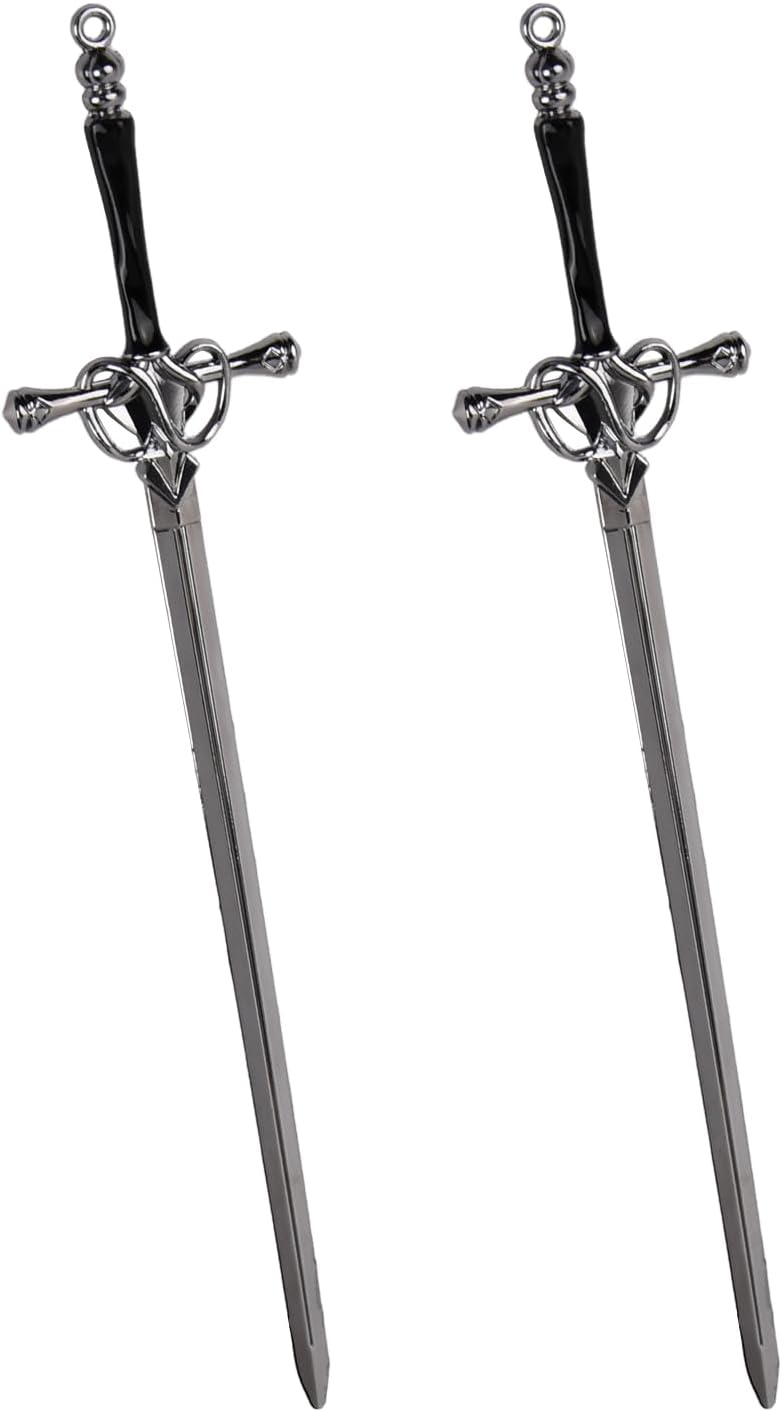 Catime 2 Pcs Sword Hair Pins, Metal Hair Sticks, Black, 205 x 42 mm, 2 Count, Female, All Ages, Females (Girls to Adults), Gothic, Vintage Chinese Hairpin, Christmas