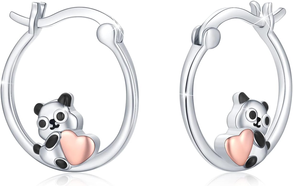 Sloth/Cow/Panda/Elephant/Frog/Snake Hoop Earrings 925 Sterling Silver Earrings Jewelry for Women Girl Gift