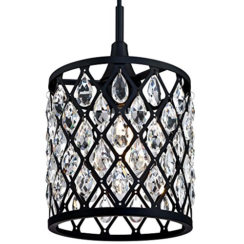 Westinghouse Lighting 6362700 Waltz One-Light Mini, Matte Black Finish Mesh With Crystals Indoor Pendant, 1 Seeded Glass, Red #TOP1