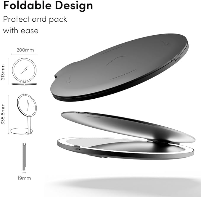 Espejo de Maquillaje LED Recargable Fancii Abigail, Plegable, 3 Luces miniatura 3