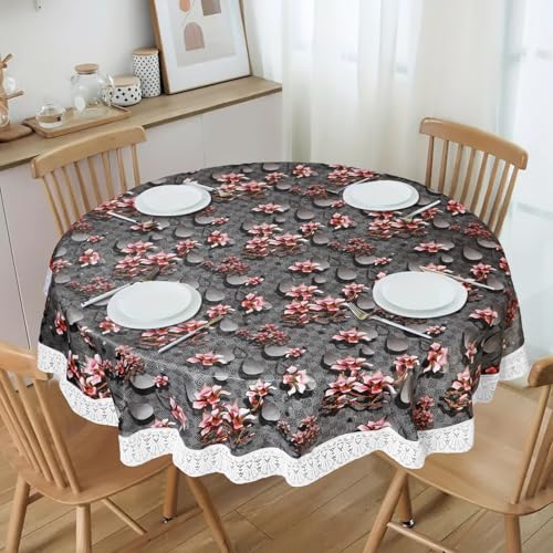 Image of Dakshya Industries PVC Waterproof Round Table Cover for 4 Seater Dining Table | 60 Inch Round Printed Table Cover | Spill Proof, Oil Resistant, Heat Resistant, Wipe Clean