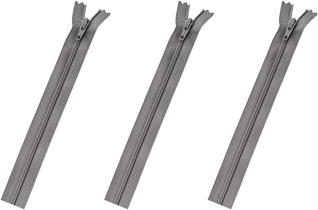 Skirt & Dress Nylon Coil Lightweight YKK Closed Bottom Zippers for Sewing Craft & Apparel - Choose Your Length - Pearly Grey #577 - Made in The United States (3 Zippers Per Pack) (7" Inches)