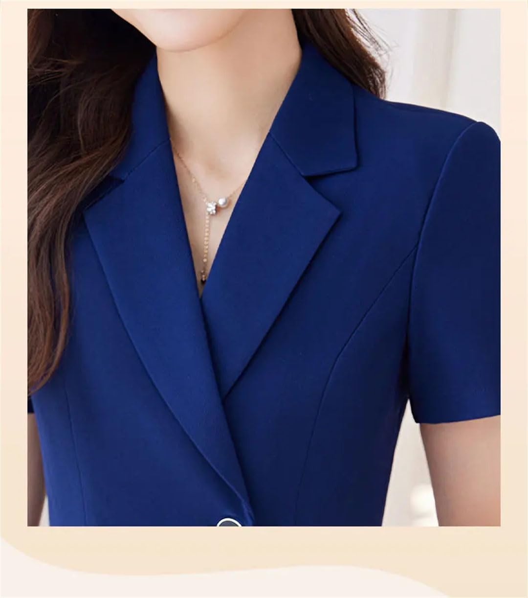 Women's Elegant Short Sleeve Business Suits Style Office Blazer Pants Sets